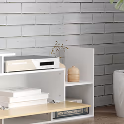HOMCOM TV Cabinet Unit w/ Wall-Mounted Shelf, Open Shelves White and Natural - Additional view 8
