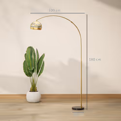 HOMCOM Arc Floor Lamp for Living Room, Free Standing Tall Lamp, Gold Tone
