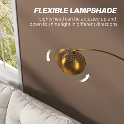 HOMCOM Arc Floor Lamp for Living Room, Free Standing Tall Lamp, Gold Tone - Additional view 4