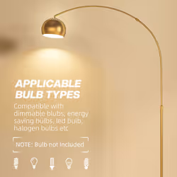 HOMCOM Arc Floor Lamp for Living Room, Free Standing Tall Lamp, Gold Tone - Additional view 5