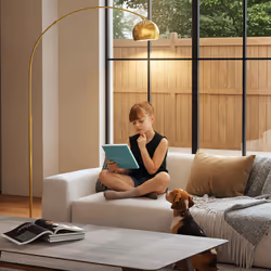 HOMCOM Arc Floor Lamp for Living Room, Free Standing Tall Lamp, Gold Tone - Additional view 7