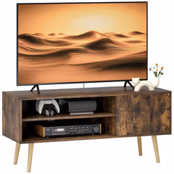 HOMCOM TV Unit Cabinet for TVs up to 55 Inches with Cupboard Shelves - Brown - Additional view 5