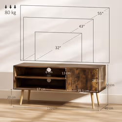 HOMCOM TV Unit Cabinet for TVs up to 55 Inches with Cupboard Shelves - Brown - Additional view 6