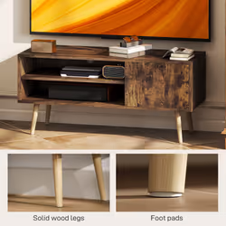 HOMCOM TV Unit Cabinet for TVs up to 55 Inches with Cupboard Shelves - Brown - Additional view 7