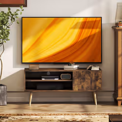 HOMCOM TV Unit Cabinet for TVs up to 55 Inches with Cupboard Shelves - Brown - Additional view 8