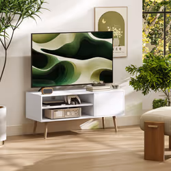 HOMCOM TV Unit Cabinet for TVs up to 55 Inches with Cupboard Shelves - White