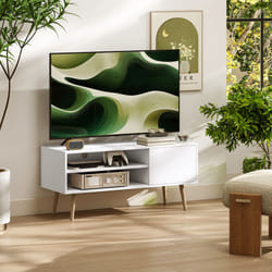 HOMCOM TV Unit Cabinet for TVs up to 55 Inches with Cupboard Shelves - White