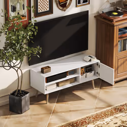 HOMCOM TV Unit Cabinet for TVs up to 55 Inches with Cupboard Shelves - White