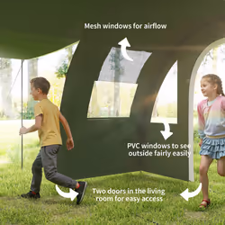 Outsunny 5-6 Man Family Tent Camping Tent with 2 Room and Carry Bag, Green - Additional view 4