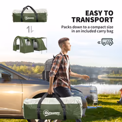 Outsunny 5-6 Man Family Tent Camping Tent with 2 Room and Carry Bag, Green - Additional view 7