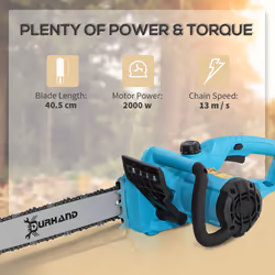 DURHAND Electric Chainsaw Garden Tools, 2000 W for Wood, Blue