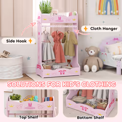 AIYAPLAY Kids Clothes Rail, Kids Dressing Mirror with 360 Rotating, Pink