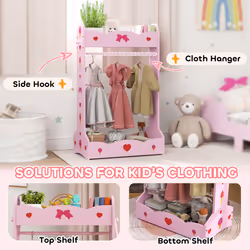 AIYAPLAY Kids Clothes Rail, Kids Dressing Mirror with 360 Rotating, Pink