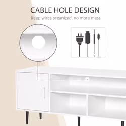 HOMCOM TV Stand Cabinet with Shelves and Cable Hole for Living Room, White