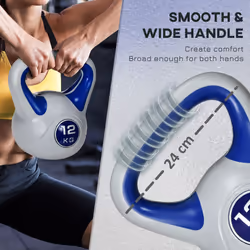 SPORTNOW 12kg Kettle Bell with Handle for Home Gym, Dark Blue and Grey