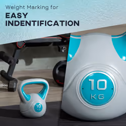 SPORTNOW 10kg Kettle Bell with Handle for Home Gym, Light Blue and Grey - Additional view 4