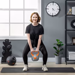 SPORTNOW 8kg Kettle Bell with Handle for Home Gym, Orange and Grey