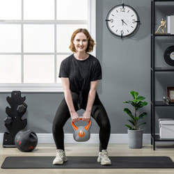 SPORTNOW 8kg Kettle Bell with Handle for Home Gym, Orange and Grey