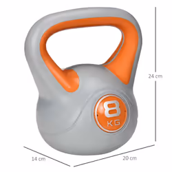 SPORTNOW 8kg Kettle Bell with Handle for Home Gym, Orange and Grey