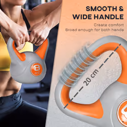 SPORTNOW 8kg Kettle Bell with Handle for Home Gym, Orange and Grey