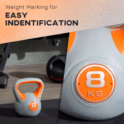 SPORTNOW 8kg Kettle Bell with Handle for Home Gym, Orange and Grey - Additional view 4