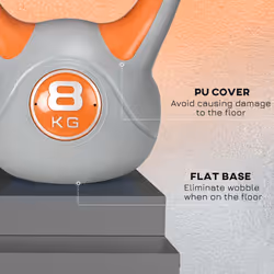 SPORTNOW 8kg Kettle Bell with Handle for Home Gym, Orange and Grey - Additional view 5