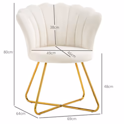HOMCOM Accent Chair, Velvet Armchair with Lotus Backrest, Steel Legs, Cream