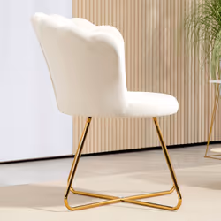 HOMCOM Accent Chair, Velvet Armchair with Lotus Backrest, Steel Legs, Cream - Additional view 7