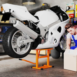 DURHAND 150KG Steel Motorbike Manual Jack Lift Rubber Platform Crank Lift