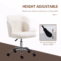 HOMCOM Office Chair, Swivel Chair with Adjustable Height and Wheels, White