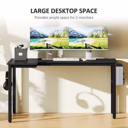 HOMCOM L-Shaped Corner Desk Computer with Fabric Bag and Hooks, Black - Additional view 4
