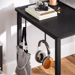 HOMCOM L-Shaped Corner Desk Computer with Fabric Bag and Hooks, Black - Additional view 7