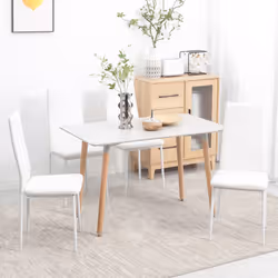 HOMCOM 4-Pieces Dining Chairs, Faux Leather Kitchen Chairs, White