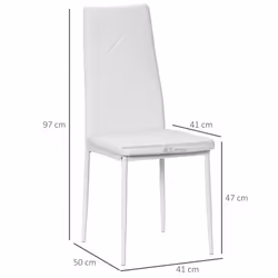 HOMCOM 4-Pieces Dining Chairs, Faux Leather Kitchen Chairs, White