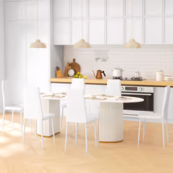 HOMCOM 6-Pieces Dining Chairs, Faux Leather Kitchen Chairs, White