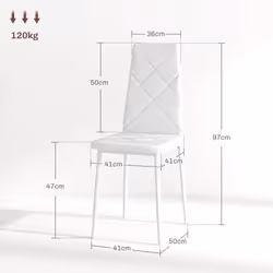 HOMCOM 6-Pieces Dining Chairs, Faux Leather Kitchen Chairs, White