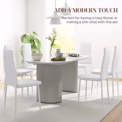HOMCOM 6-Pieces Dining Chairs, Faux Leather Kitchen Chairs, White