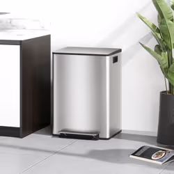 HOMCOM 2 x 30L Double Kitchen Bin, Pedal Bin with Soft-Close Lid, Silver