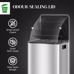 HOMCOM 2 x 30L Double Kitchen Bin, Pedal Bin with Soft-Close Lid, Silver - Additional view 5