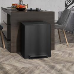 HOMCOM 2 x 25L Double Kitchen Bin, Pedal Bin with Soft-Close Lid, Black