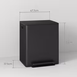 HOMCOM 2 x 25L Double Kitchen Bin, Pedal Bin with Soft-Close Lid, Black