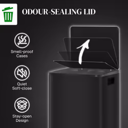 HOMCOM 2 x 25L Double Kitchen Bin, Pedal Bin with Soft-Close Lid, Black - Additional view 5