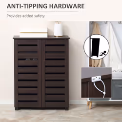 HOMCOM Shoe Storage Cabinet with Slatted Doors for 15 Pairs of Shoes Brown - Additional view 5