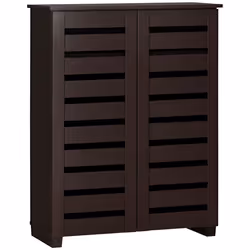 HOMCOM Shoe Storage Cabinet with Slatted Doors for 15 Pairs of Shoes Brown - Additional view 7