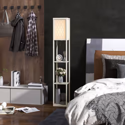 HOMCOM Modern Floor Lamp Light with 3 Shelves Fabric Lampshade Oak - Additional view 7