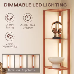 HOMCOM Corner Floor Lamp with Dimmable Warm White LED Light, for Living Room
