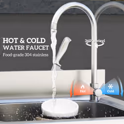 HOMCOM Stainless Steel Utility Sink with Cold and Hot Water Pipe Silver Tone - Additional view 5