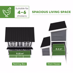 PawHut 2-Piece Chicken Coop and Run Set, for 5-9 Chickens, Light Grey
