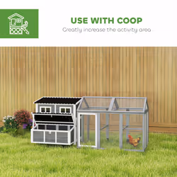 PawHut 2-Piece Chicken Coop and Run Set, for 5-9 Chickens, Light Grey - Additional view 5