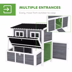 PawHut 2-Piece Chicken Coop and Run Set, for 5-9 Chickens, Light Grey - Additional view 7